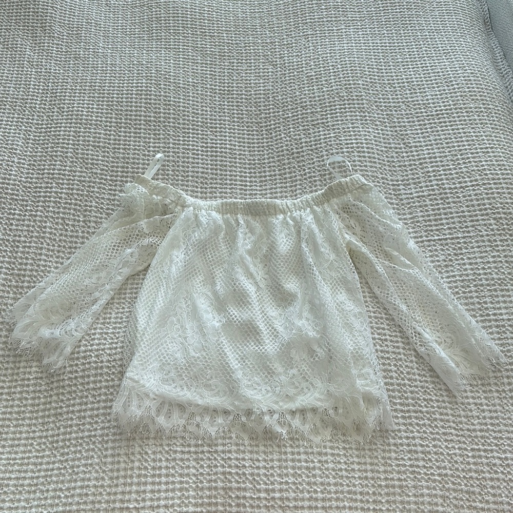 Off shoulder white lace top size small